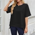 thumbnail image 4 of Womens Tops Summer Short Sleeve T Shirt Casual Crew Neck Trendy Fitted Tshirt Trendy Clothes, 4 of 6