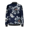thumbnail image 4 of VINUSLI Bomber Jackets for Women Trendy 2025 Full Zip Up Coats Fall Fashion Floral Print Long Sleeve Thin Outerwear with Pockets Navy,M, 4 of 5