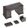 thumbnail image 6 of Casacomoda Home Office Desk with File Cabinet and Drawers, 59" Executive Desk with USB Power Outlet, Storage Cabinet for CPU, Workstation Table for Study, Dark Oak, 6 of 7