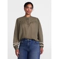 thumbnail image 2 of Scenario Women's and Women's Plus Quilted Detail Long Sleeve Top, Sizes XS-4X, 2 of 6