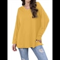 thumbnail image 1 of Blusas de Mujer de Larga con Cuello en V, Túnicas Casuales, Camisas Básicas, Blusas Holgadas Amarillo S, 1 of 7