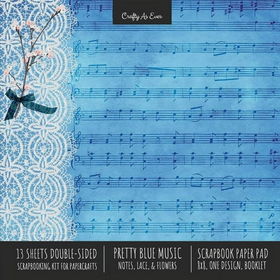 Pretty Blue Music Scrapbook Paper Pad 8x8 Decorative Scrapbooking Kit for Cardmaking Gifts, DIY Crafts, Printmaking, Pap, (Paperback)