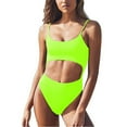 thumbnail image 2 of REORIAFEE Womens One Piece Athletic Swimsuit Bathing Suit Resort Wear Swimwear Scoop Neck Cut Out Front Lace Up High Cut Monokini One Piece Swimsuit Mint Green S, 2 of 7