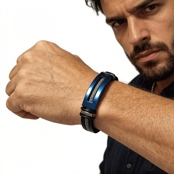 Electroplated Snake Chain Fashion Bracelet, Silicone Wristband, Stainless Steel Bracelet for Men, Ins Style Festival Gift