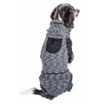 thumbnail image 2 of Pet Life Active 'Downward Dog' Heathered Performance Sudadera con capucha de calentamiento de cuerpo completo en dos tonos, elástica en 4 direcciones, 2 of 8