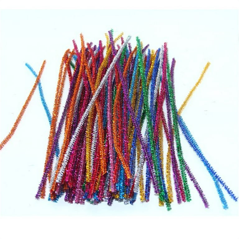 Casewin 100 Pcs Christmas Pipe Cleaners, Craft Pipe Cleaners Glitter  Chenille Creative Arts Chenille for DIY Craft Christmas Decoration 