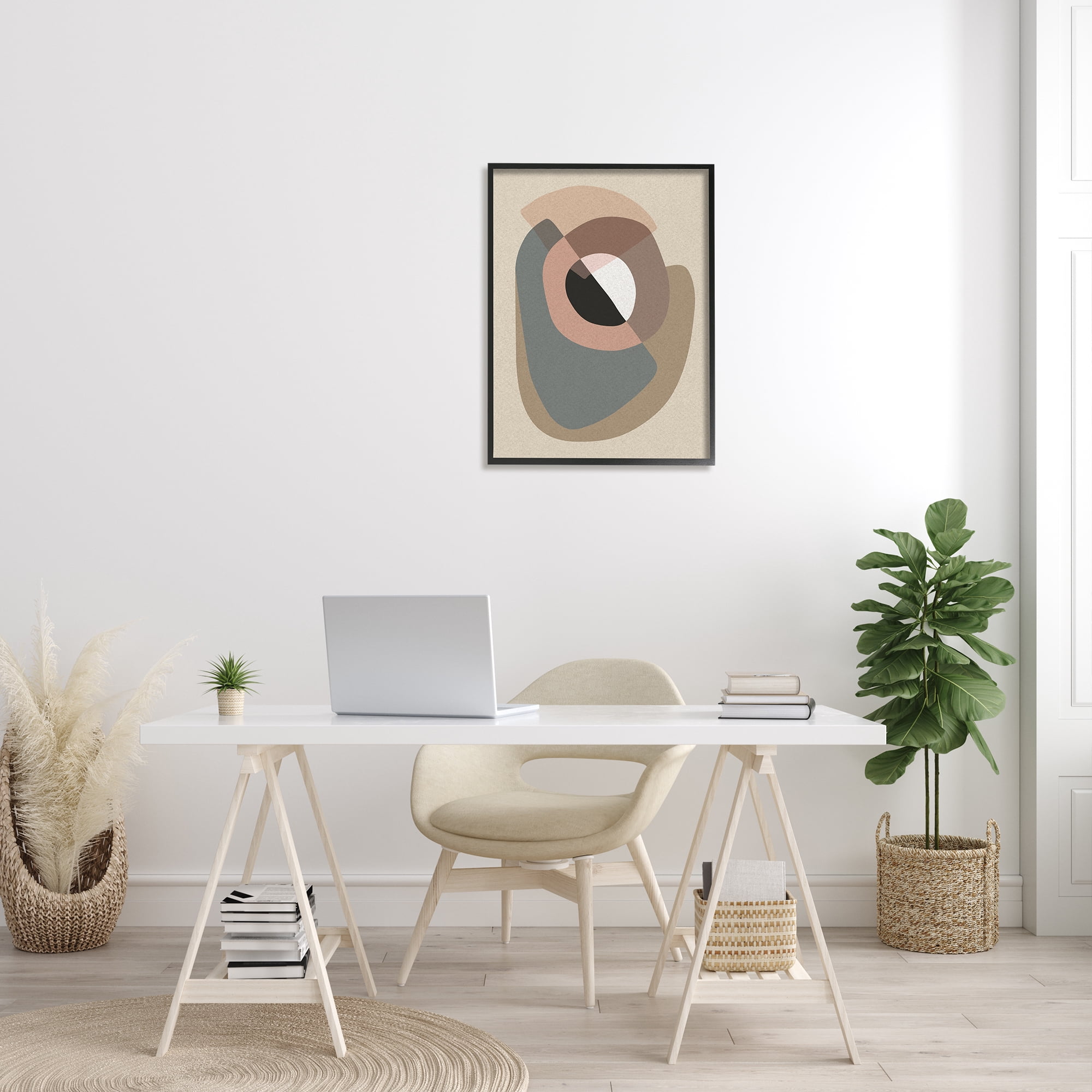 Stupell Indtries Boho Shapes Abstract Collage Pink Grey Brown Arrangement,24 x 30,Design by Design Fabrikken
