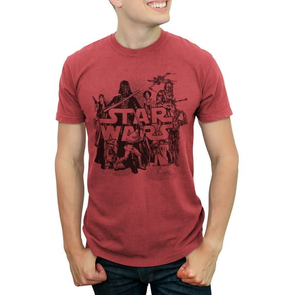 Men's Star Wars Retro Favorites Collage Graphic Tee Red Heather Large