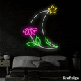 thumbnail image 3 of Craftnamesign Crescent Moon Flower Neon Sign, Bedroom Decor, Star LED Sign, 3 of 4