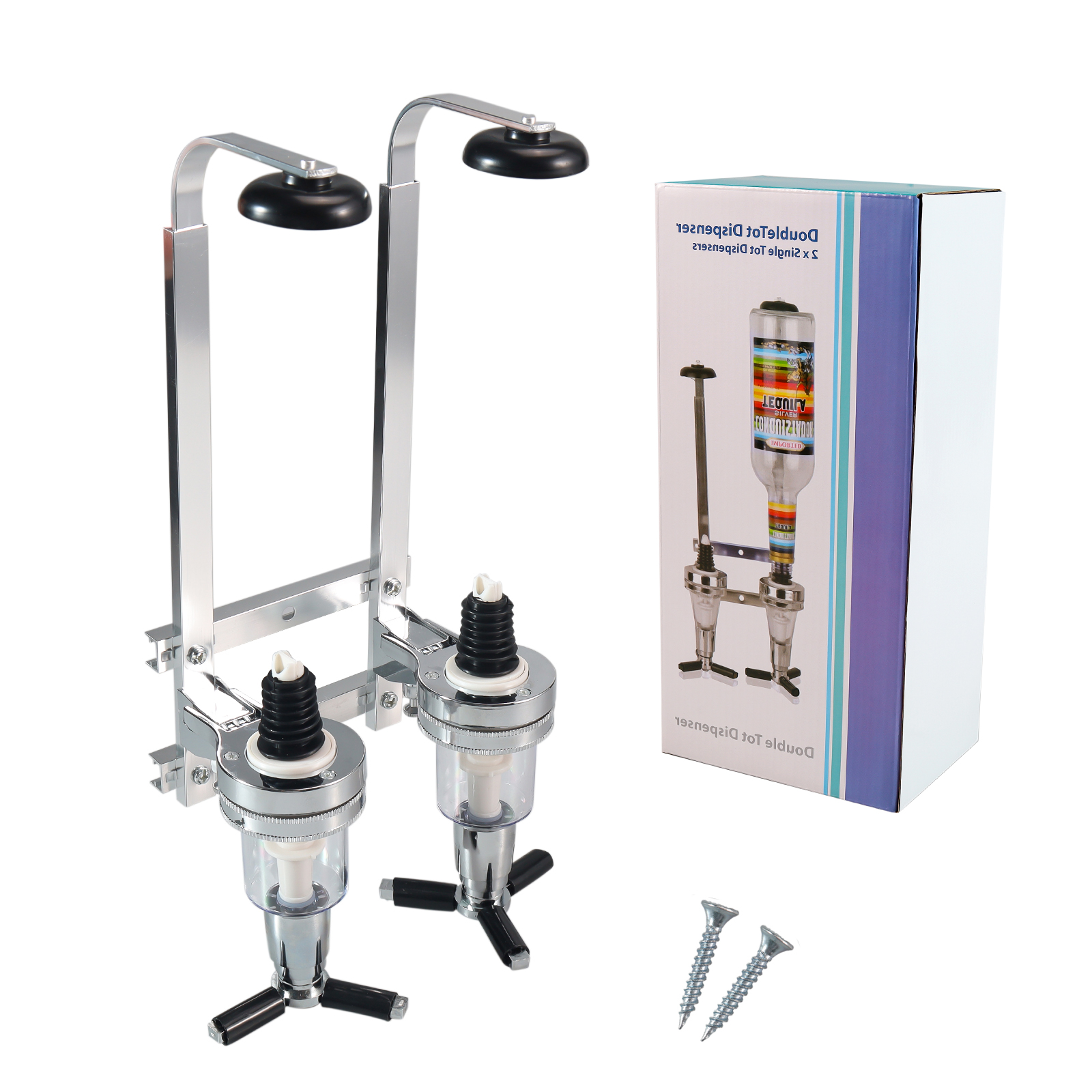 LUCKEG 2Bottle Wine Dispenser Wall Mounted Beverage Bottle Stand