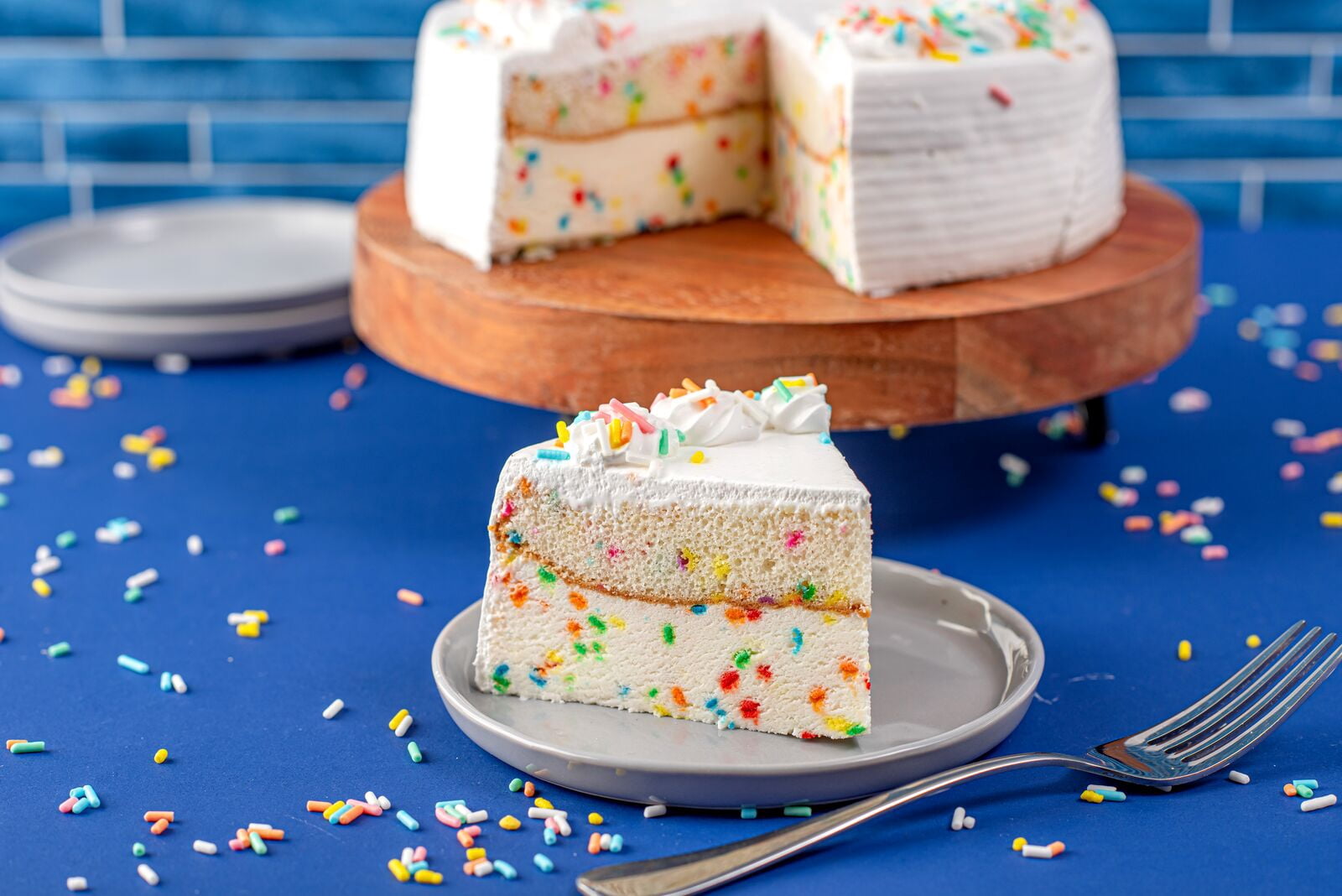 Funfetti Ice Cream Cake with Colorful Sprinkles - Frozen Birthday Dessert