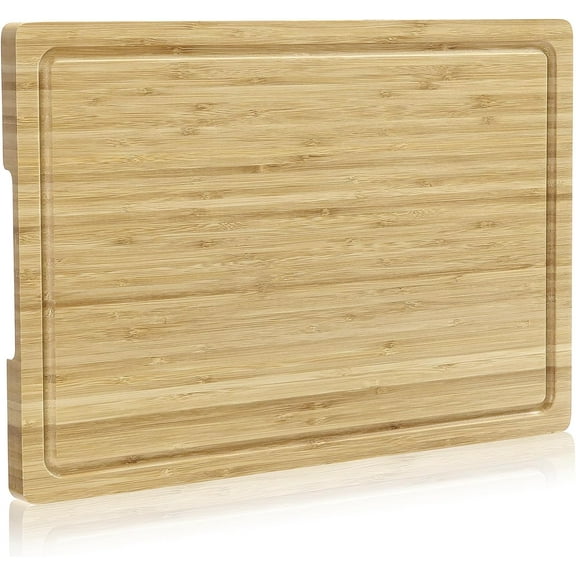 18" x 12" Bamboo Cutting Board for Kitchen,Wooden Butcher Block with Juice Groove & Handle,Large Wood Charcuterie Cheese Board,Bamboo Chopping Board for Meat and Vegetables