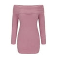 thumbnail image 3 of SCSAlgin Womens 2024 Fall Winter Off Shoulder Sexy Bodycon Sweater Dress Long Sleeve Slim Fit Party Club Mini Dresses, 3 of 5