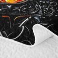 thumbnail image 5 of Feelyou Black Orange Skull Letter B Quilt Full for Women, Flame Fire Floral Full Bedspread Sets, 3-Piece, 5 of 7