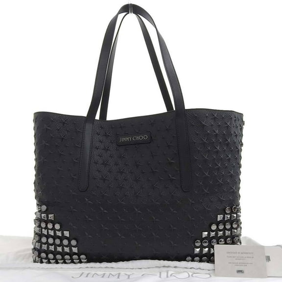 Pre-Owned Jimmy Choo JIMMY CHOO star studs tote bag leather black (Good)