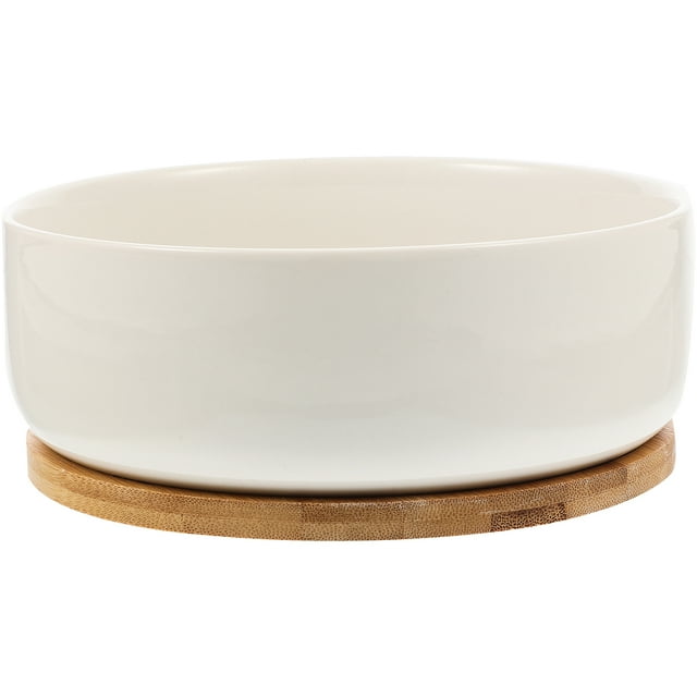 Succulent Pot with Tray Ceramic Planter Pot Garden Succulent Planter Pot Ceramic Plant Pot. A white ceramic planter pot with a round bamboo tray, designed for succulents, herbs, or small plants. The pot features a drainage hole to prevent over-watering and measures approximately 16.4 cm in diameter and 5.7 cm in height. The bamboo tray, measuring 15.5 cm in diameter, collects excess water, making it suitable for indoor use in homes, offices, or balconies.
