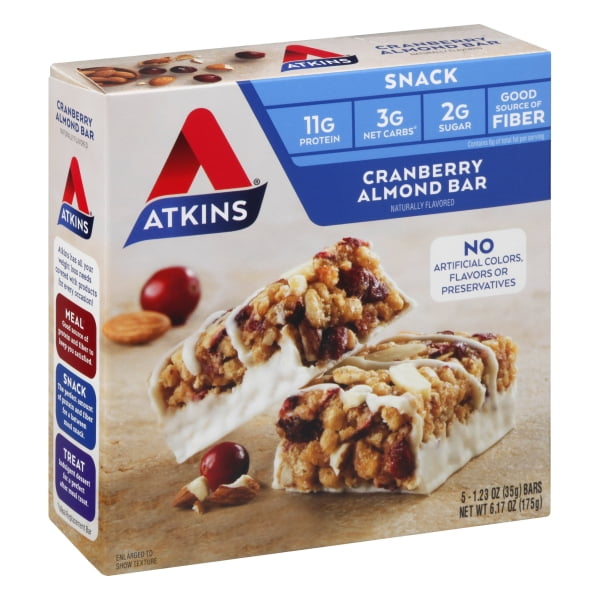 Atkins Snack Bar, Cranberry Almond, Keto Friendly, 5 Count Walmart