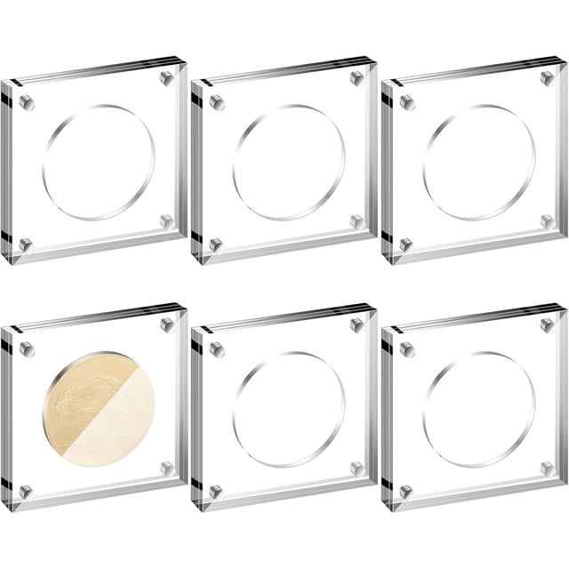 2 Pack Challenge Coin Display Holder Case Square Shape Acrylic Coin Display Frame for Collectors Military Challenge Coin Antique Coin (2 Inch)