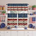 thumbnail image 2 of Independence Day Kitchen Curtains Valances 3 Piece Set, U. S. Flag Themed Shabby Chic Retro Wood Grain Rod Pocket Tier Curtain and Valance Drapes for Small Window 24 Inch Length for Bedroom Cafe, 2 of 9