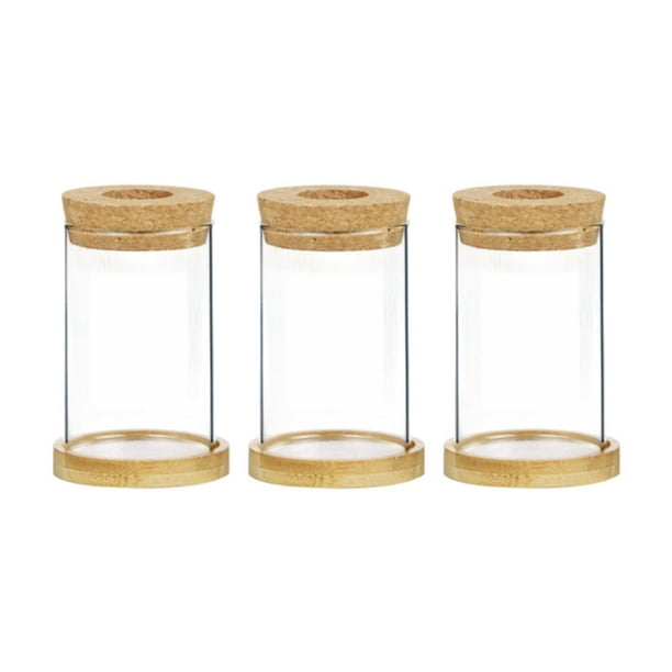 3 jarrones de cristal transparentes decorativos para restaurante. marrón oscuro