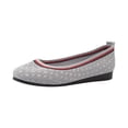 thumbnail image 2 of Fesfesfes Womens Walking Shoes Round Toe Fly Weaving Mesh Surface Round Head Shallow Mouth Comfortable Slip-on Flat Shoes 39(7), 2 of 8