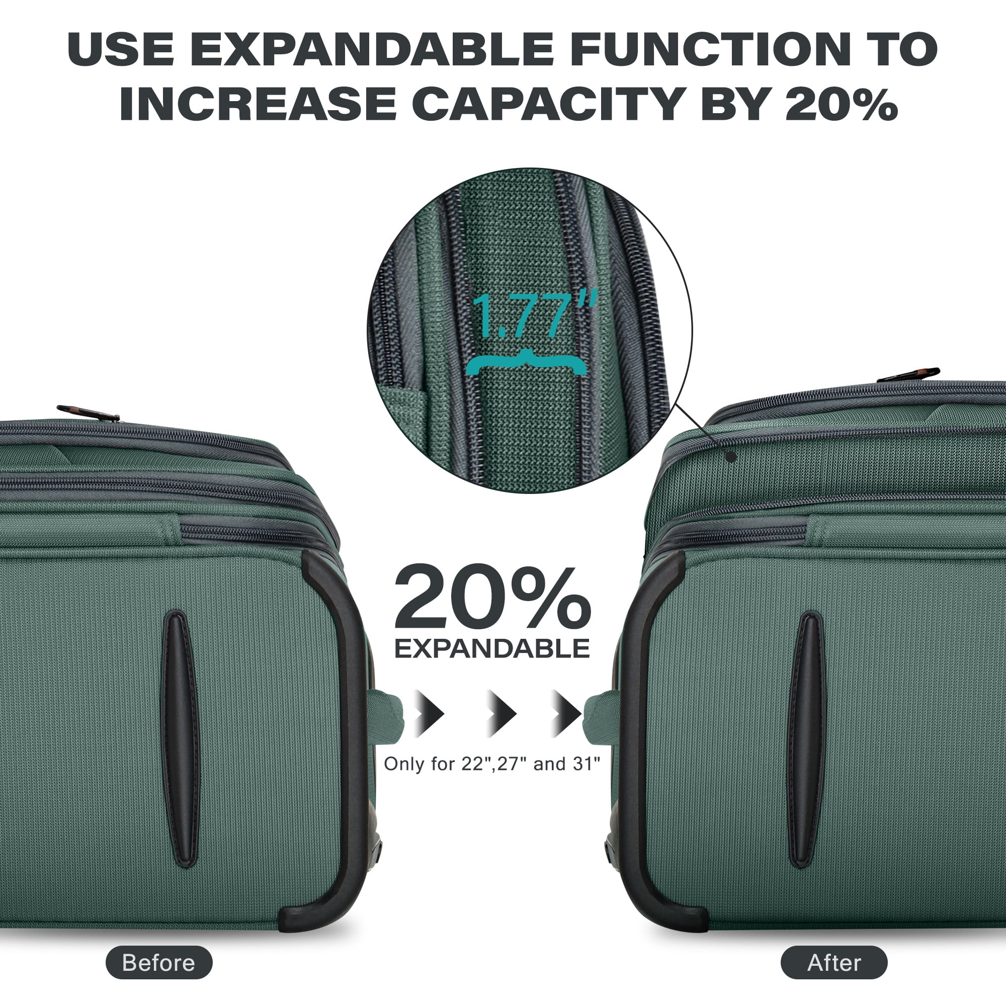 28 Inch Large Softside Checked Luggage,Expandable Soft Shell Suitcase with Spinner Wheels and TSA Lock,Durable Lightweight Travel Case,XJ1907-Grey