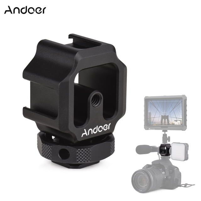 Mistaha Triple Cold Shoe Mount Adapter Bracket Lightweight Aluminum Alloy Cold Shoe Mount Extension