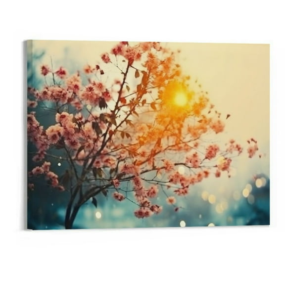 Shiartex Canvas Wall Art Picture 20x16in for Living Room Bedroom Decor Sunrise Plum Flower 20x16in