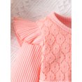 thumbnail image 5 of Cenuakty Baby Girl Fall Outfits Floral Lace Rib Knit Long Sleeve Rompers Flower Print Flare Pants Headband 3Pcs Clothes Set, 5 of 9