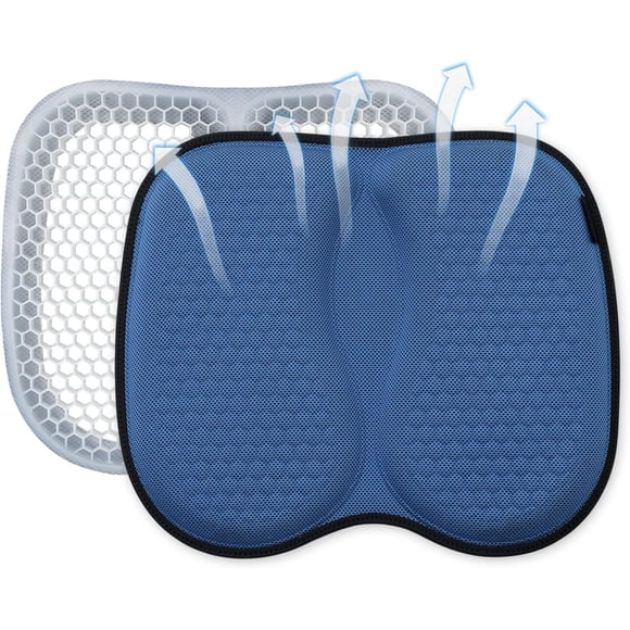 Honeycomb Gel Seat Cushion - Orthopedic Sciatica Pain Relief Pad, Non-Slip Car/Office/Wheelchair Cushion with Cooling Comfort (blue)