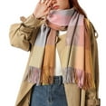 thumbnail image 2 of Clearance Scarf Womens Autumn Winter Scarf Classic Plaid Colorblock Scarf Warm Soft Large Blanket Shawl Soft Scarf, 2 of 4