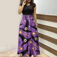 thumbnail image 1 of TIMIFIS Robes Maxi d'Halloween pour Femmes à Manches Courtes, Col Rond, Vintage, Halloween, Horreur, Citrouille Imprimée, Fête, Bal, Longue Robe Automne/hiver, 1 of 5