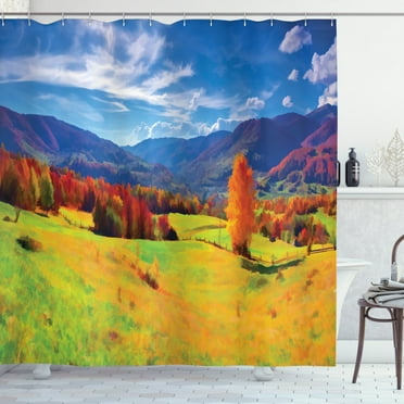 Ambesonne Autumn Shower Curtain, Alpine Mountain Design, 69"Wx75"L, Multicolor