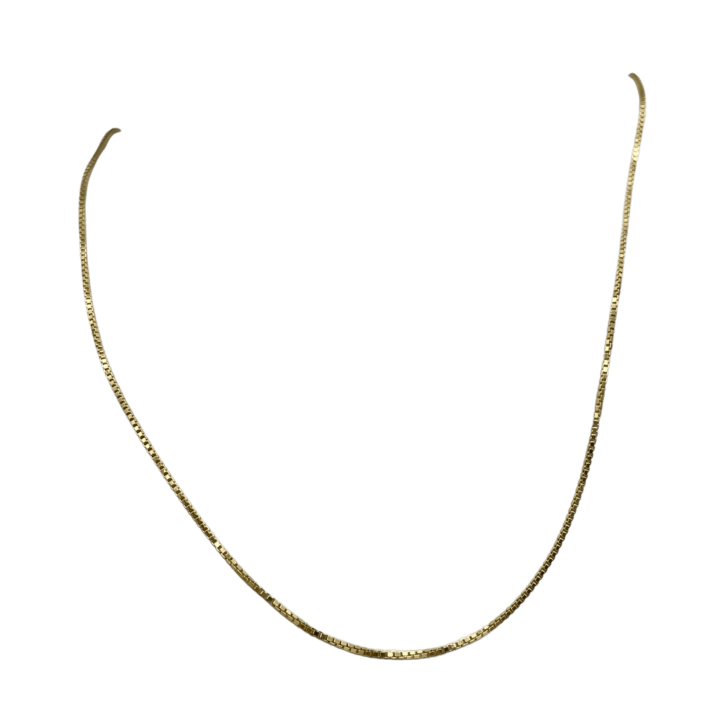 Box Chain Necklace Vermeil over Sterling Silver 24" Long Gold 1