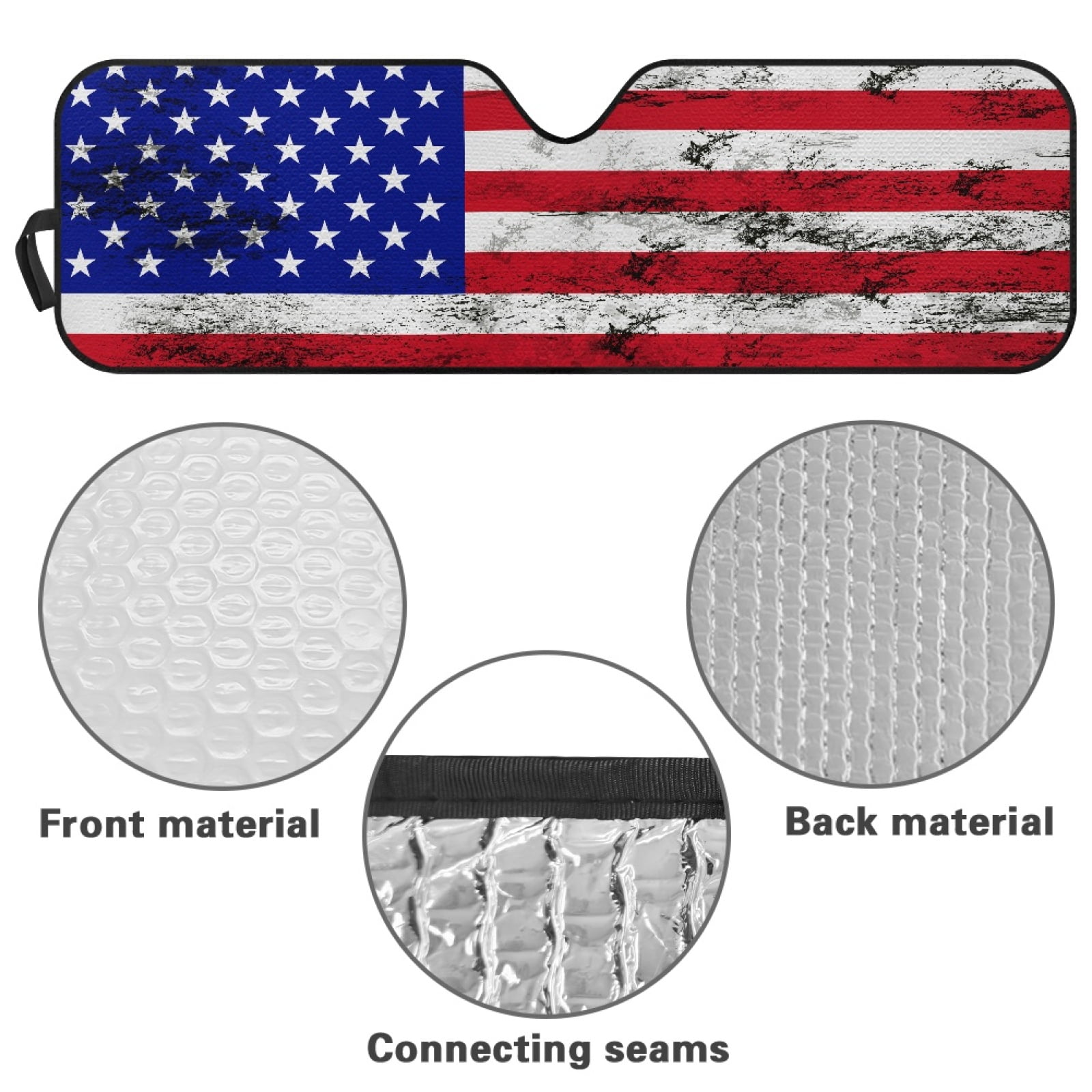Jeiento American Flag Front Windshield Sunshade Fit for Jeep Wrangler JL/JLU 2018-2024 & Jeep Gladiator JT 2020-2024, 240T Foldable Window Shade Sun Visor Protector