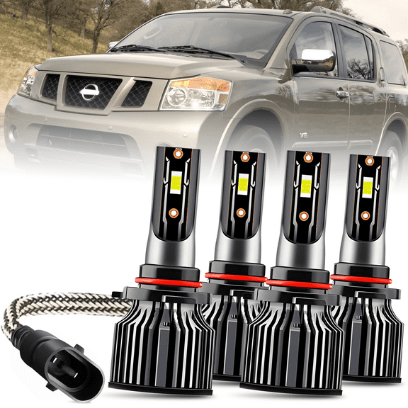 9005 9006 LED Headlight Bulbs for Nissan Armada 2005-2011-2015 High Low Beam