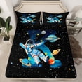 thumbnail image 2 of jejeloiu Blue Monogrammed K Bed Sheets,Universe Starry Sky King Sheets,Cosmos Nebula Kawaii Astronsut Sheet Set For Boy Teens,Ultra Soft Bedroom Decor,4 Pieces, 2 of 7