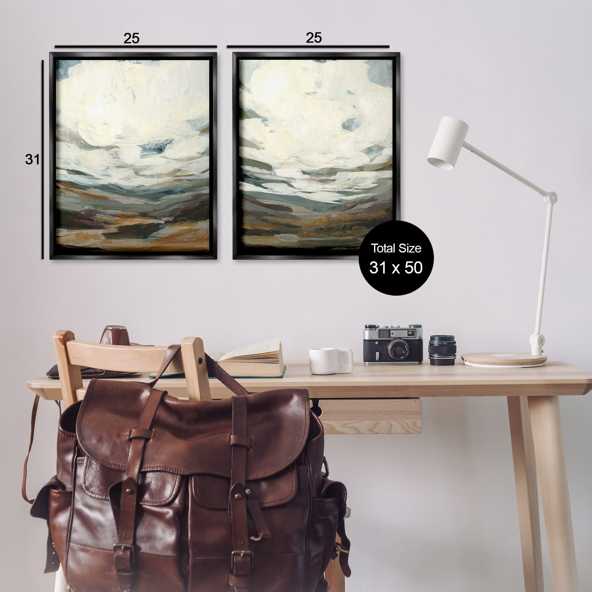 Stupell Industries Overcast Timber Thicket Abstract Painting Black Floater Framed Canvas Art Print Wall Art, 31 x 25, Set of 2