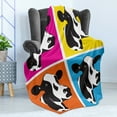 thumbnail image 4 of Cattle Soft Flannel Fleece Blanket, Pop Art Style Cow Head Portraits Composition in Vibrant Colors Graphic Illustration, Cozy Plush for Indoor and Outdoor Use, 70" x 90", Multicolor, by Ambesonne, 4 of 5