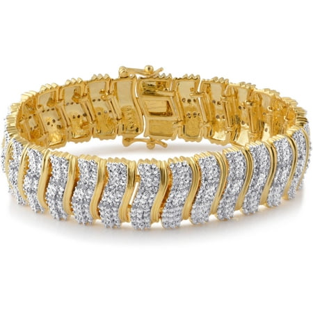 2.00 Carat T.W Diamond Gold Tone Over Brass Fashion Link Bracelet, 7.5