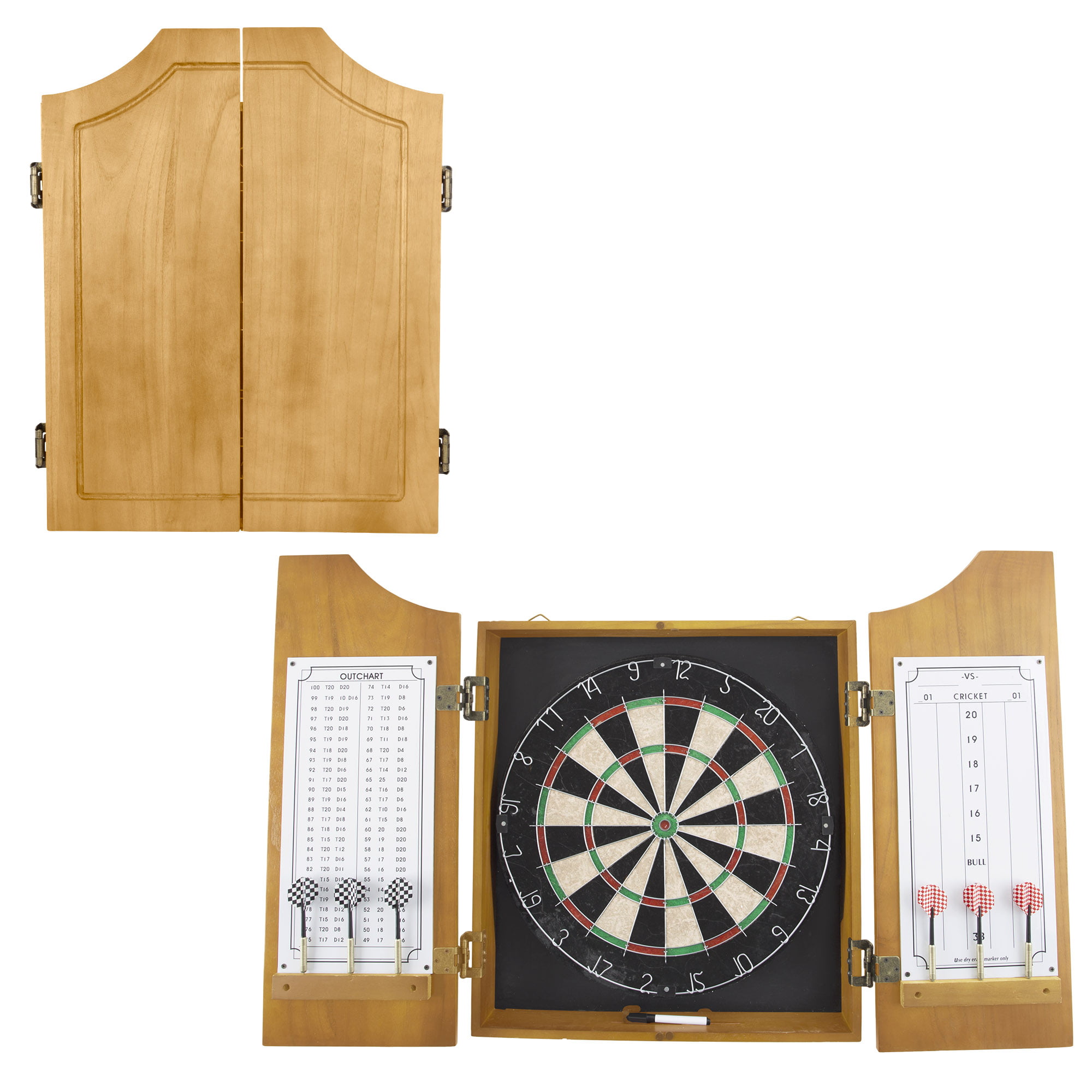 Trademark Global Games Professional Style Solid Wood Dartboard Cabinets Set  with Board and Darts