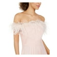 thumbnail image 3 of ELIZA J Womens Pink Pleated Faux-feather Off Shoulder Full-Length Evening Dress Petites 12P, 3 of 4