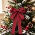 thumbnail image 4 of Lilixerw Woven Ribbon Christmas Bow, Red Multi Loop Bow With Dark Edge Trim, 5.11x7.08 Inch, for Tree Wreath Mantel Stair Garland Door Decoration, 4 of 6