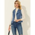 thumbnail image 2 of INSPIRE CHIC Chaqueta tipo chaleco de mezclilla lavada sin mangas con cierre asimétrico y solapa con muescas para mujer Azul S, 2 of 5
