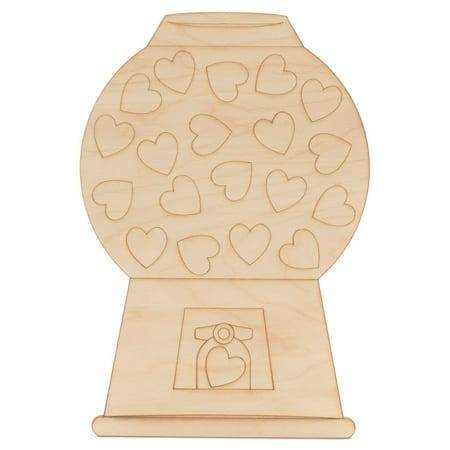 Vintage Gumball Machine Wood Cutouts 8-inch, 1/8 inch Thick, Pack of 10 Valentines Crafts for Gifts and Girls® D®cor, by Woodpeckers®