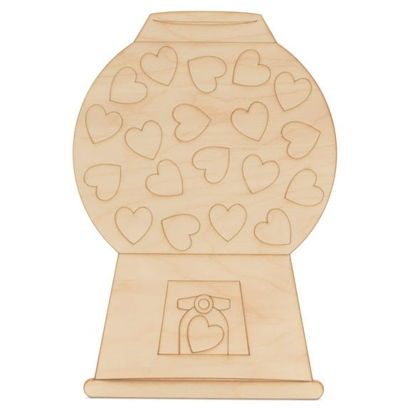 Vintage Gumball Machine Wood Cutouts 8-inch, 1/8 inch Thick, Pack of 3 Valentines Crafts for Gifts and Girls® D®cor, by Woodpeckers®
