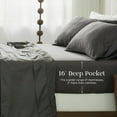 thumbnail image 5 of Simple&Opulence 100% Supima Cotton 600 Thread Count Calking Sheets -4 Pc Long Staple Pure Soft Sateen Weave Set-16” Deep Pocket Cooling Luxury Bed Sheet with Trim Insert(Dark Grey, California King), 5 of 8
