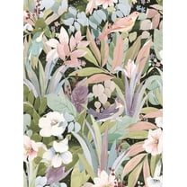 NextWall Forest & Petal Pink Blossoming Birds Peel and Stick Wallpaper