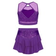 thumbnail image 3 of iiniim Girls 2 Piece Sequin Gym Ballet Lyrical Jazz Dance Outfit Sleeveless Crop Top with Layered Skirt Purple 14, 3 of 7