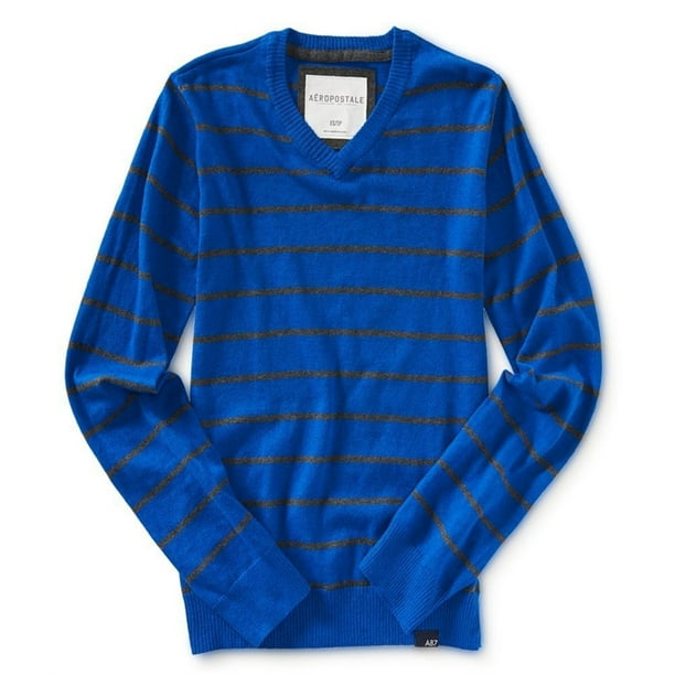 Aeropostale suéter a rayas para hombre, azul, grande Aeropostale Pull-over